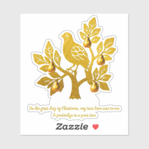 Partridge in a Birne Baum Goldenes Fest Aufkleber