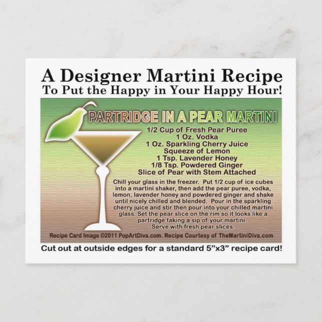 Partridge in a Pear Martini Rezept Postkarte (Vorderseite)