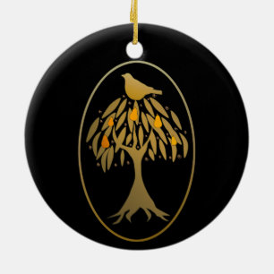 Partridge in a Pear Tree Gold Keramik Keramik Ornament