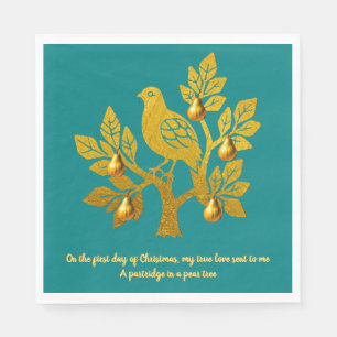Partridge in einem Birnenbaum Aquamarine Weihnacht Serviette