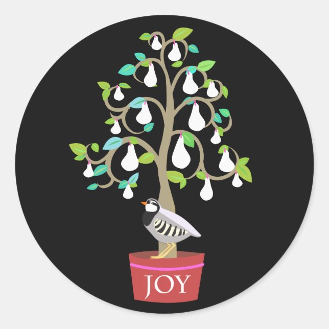 Partridge in einem Birnenbaum-Aufkleber Runder Aufkleber (Vorderseite)