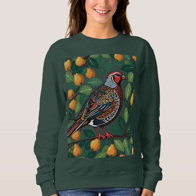 Partridge in einem Birnenbaum-Ausschnitt-Stift 2 Sweatshirt (Vorderseite)