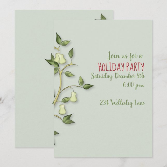 Partridge in einem Birnenbaum Einladung (Vorne/Hinten)