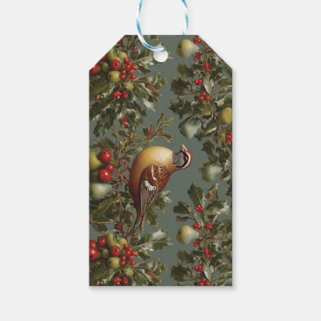 Partridge in einem Birnenbaum Geschenkanhänger (Vorderseite)