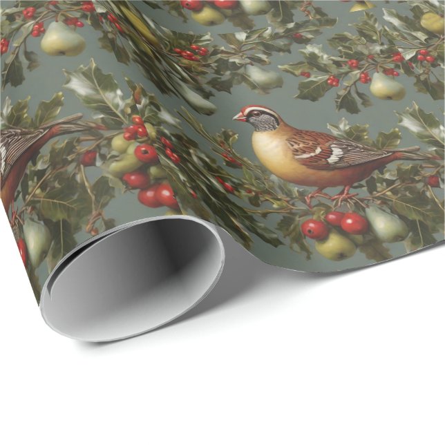 Partridge in einem Birnenbaum Geschenkpapier (Rolleneckpunkt)