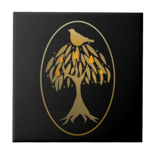 Partridge in einem Birnenbaum Gold Fliese