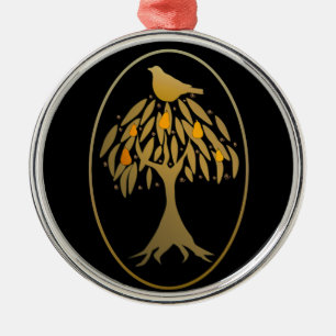 Partridge in einem Birnenbaum Gold Ornament Aus Metall