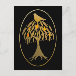 Partridge in einem Birnenbaum Gold Postkarte