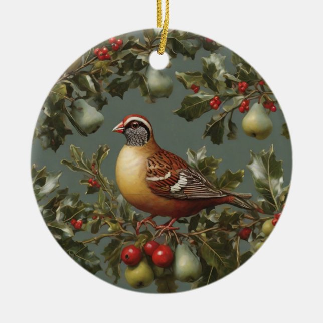 Partridge in einem Birnenbaum Keramik Ornament (Vorne)