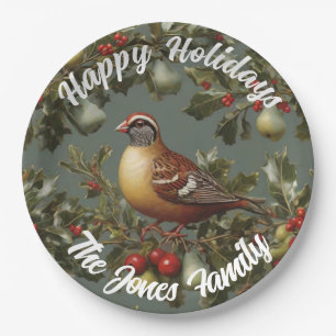 Partridge in einem Birnenbaum Pappteller