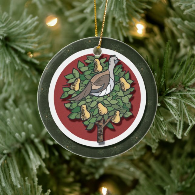 Partridge in einem Birnenbaumschmuck Keramik Ornament (Baum)