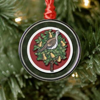 Partridge in einem Birnenbaumschmuck Silbernes Ornament