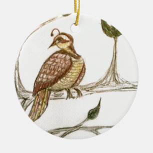 Partridge in einem grünen Birnenbaum Keramik Ornament