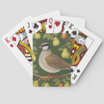 Partridge in einem Karten-Deck aus Birnbaum