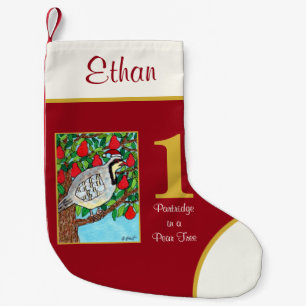 Partridge in einem Niedliche Tiere mit Birnen Kleiner Weihnachtsstrumpf