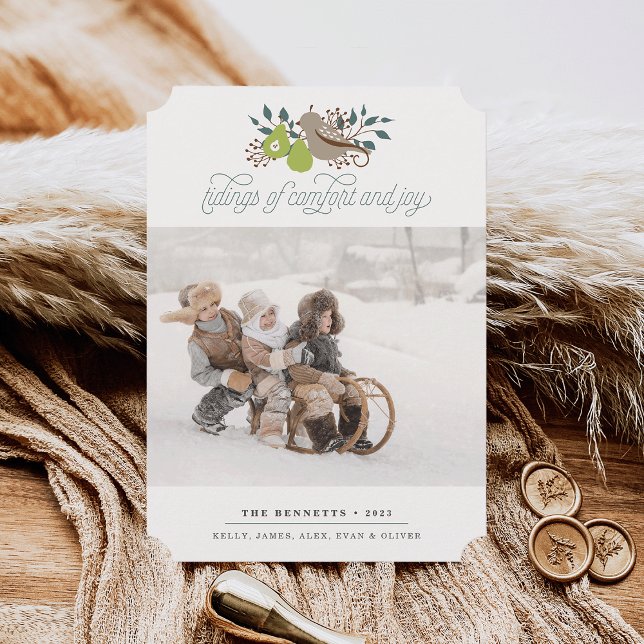 Partridge und Pear Holiday Foto Feiertagskarte (Von Creator hochgeladen)