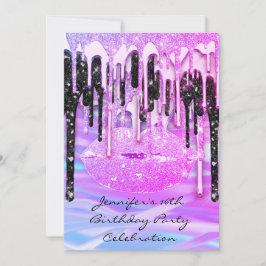 Party 16. Lips Pink Kiss Girly Meerjungfrau Tropfe Einladung