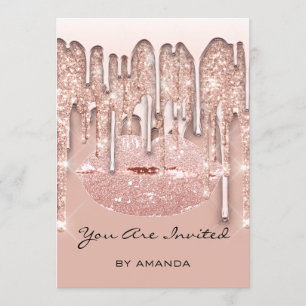 Party 16. Rote Kiss Lips Rose Glitzer Tropfen Park Einladung