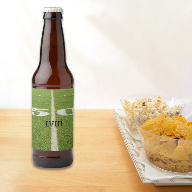 Party 50 Yard Line Grass Field Football verfolgen Bierflaschenetikett (50 Yard line watch party bottle label )