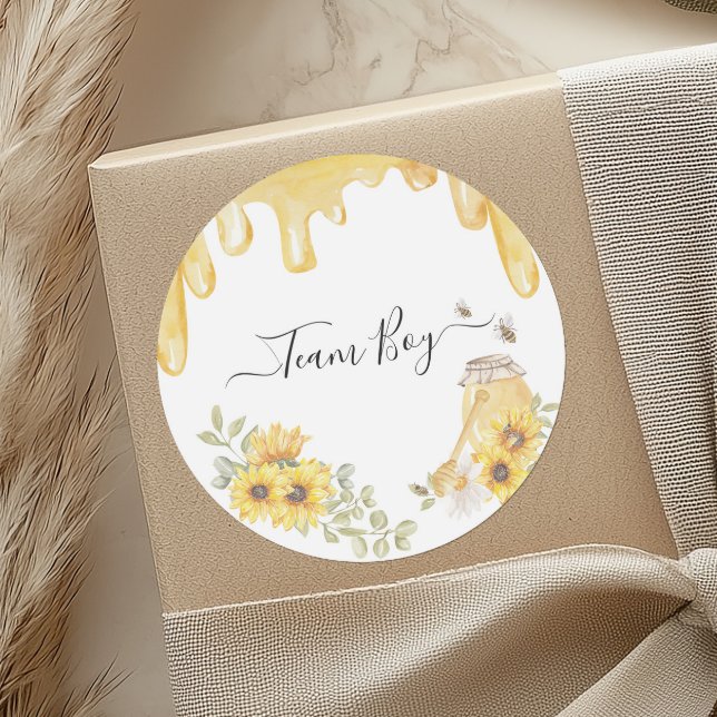 Party-Abstimmung im Team Boy Bee Sunflowers Gender Runder Aufkleber (Von Creator hochgeladen)