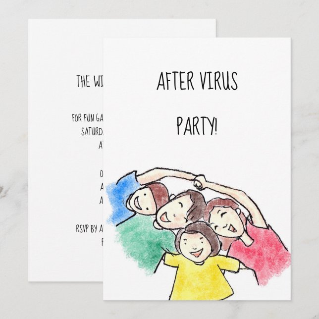 Party "After Virus" der Fun-Familie Einladung (Vorne/Hinten)