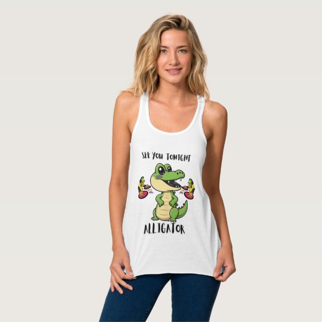 Party Alligator Tank Top (Vorderseite Vollansicht)