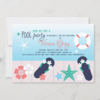 Party am Pool Einladung bereit