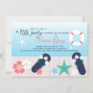 Party am Pool Einladung bereit