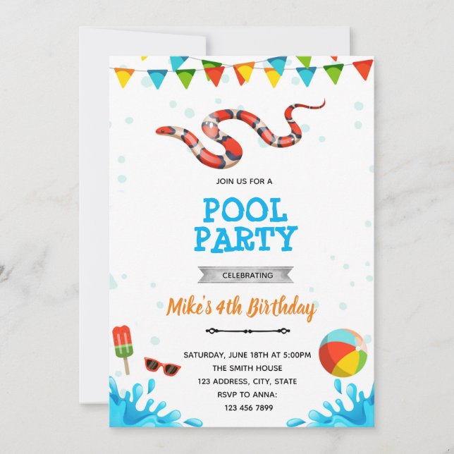 Party am Rande des Sandpools Einladung (Vorderseite)