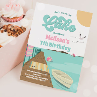 Party am See Sommerwasserboot Geburtstag Einladung