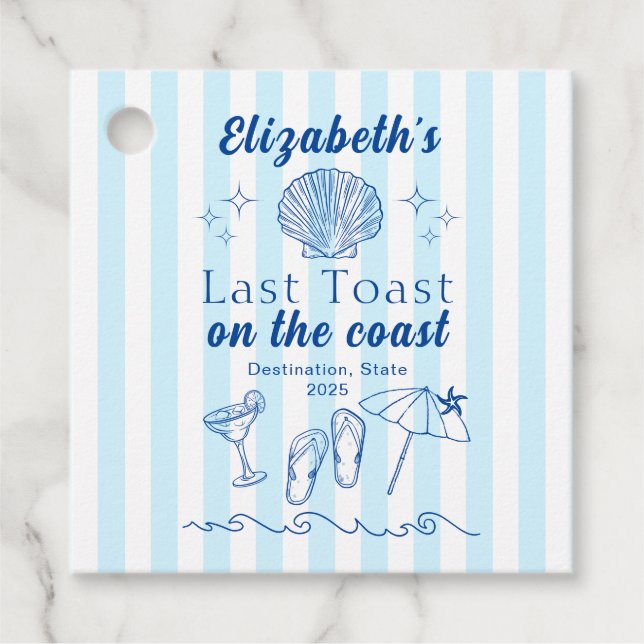 Party am Strand von Bachelorette Geschenkanhänger (Vorderseite)
