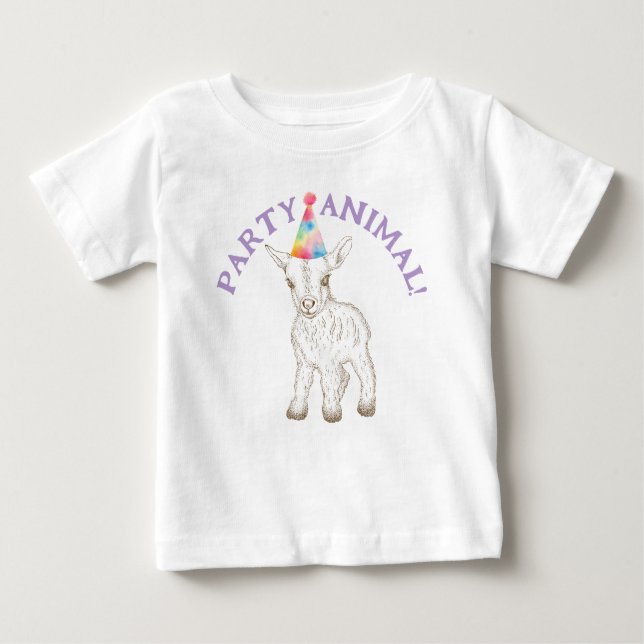Party Animal Baby Shirt - Funny Goat Birthday T-Sh (Vorderseite)