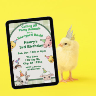 Party Animal Barnyard Bash Birthday Einladung
