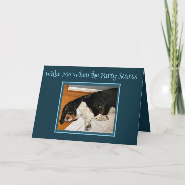 "Party Animal" Basset Hound on Funny Birthday Card Karte (Vorderseite)