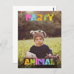 Party Animal Birthday Custom Foto Danke Notiz Postkarte