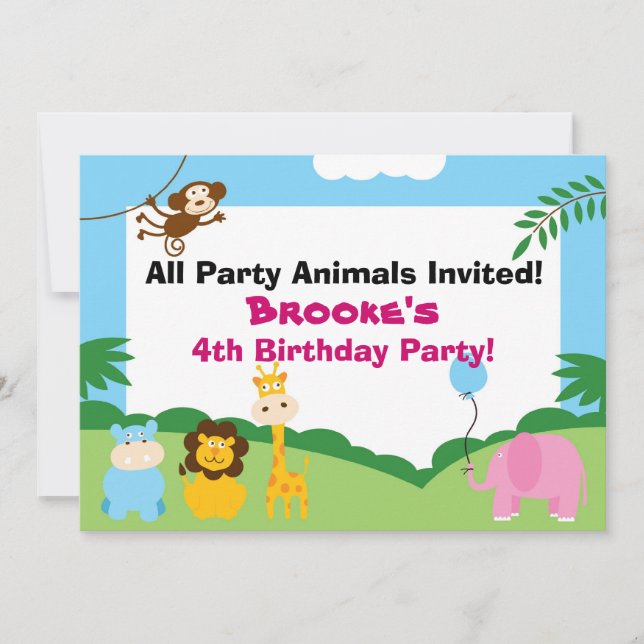 Party Animal, Birthday Invite Einladung (Vorderseite)