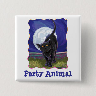 Party Animal Black Cat Party Center Button