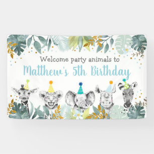 Party Animal Blue Gold Safari Geburtstag Banner