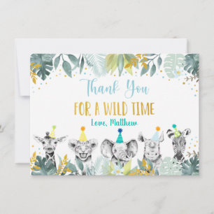 Party Animal Blue Gold Safari Geburtstag Vielen Da Dankeskarte