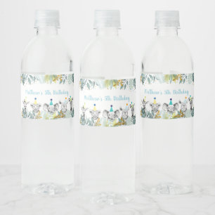 Party Animal Blue Gold Safari Geburtstag Wasserflaschenetikett