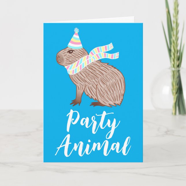 Party Animal Capybara Funny Geburtstag Gruß Karte (Vorderseite)