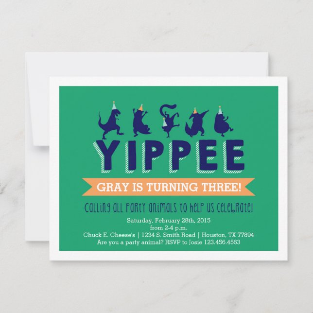 Party Animal Children's Birthday Einladung (Vorderseite)