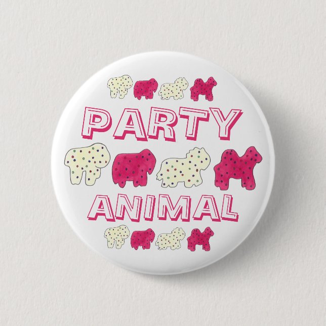 PARTY ANIMAL Crackers Cookies Circus Zoo Geburtsta Button (Vorderseite)