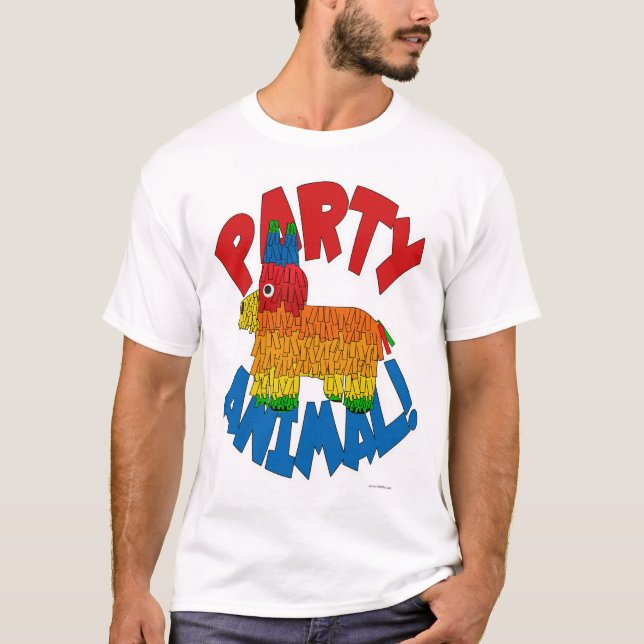 Party Animal Fun Pinata Cartoon Slogan T-Shirt (Vorderseite)
