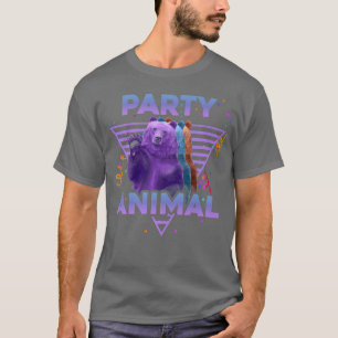 PARTY ANIMAL Funny Grizzly Bär Vintager 80er Vapor T-Shirt