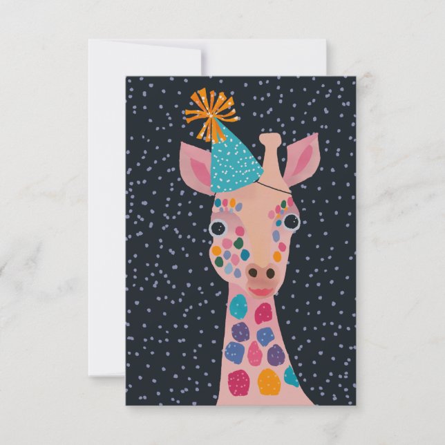 Party Animal Giraffe Notecard Dankeskarte (Vorderseite)