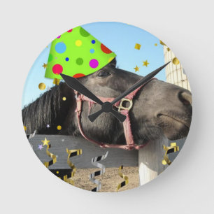 Party Animal Horse Runde Wanduhr