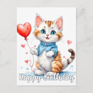 Party Animal Kitty Cat - Happy Birthday Postkarte