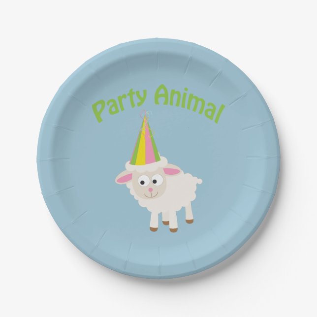 Party Animal! Lamm Pappteller (Vorderseite)