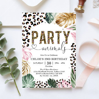 Party Animal Leopard Girl Birthday Invitation Einladung